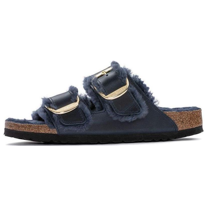 Birkenstock Leather Slide Slippers Women`s Midnight