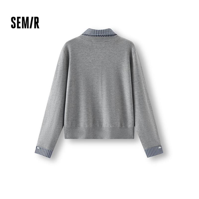 Semir Women's Plaid Shirt Collar Knitted Cardigan