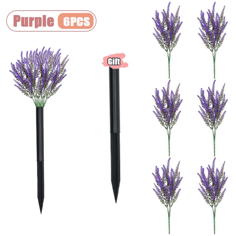 

6PCS Artificial Bouquet Leafless Lavender Plastic Flowers Home Decor Indoor Outdoor Balcony Room Desktop Decoration