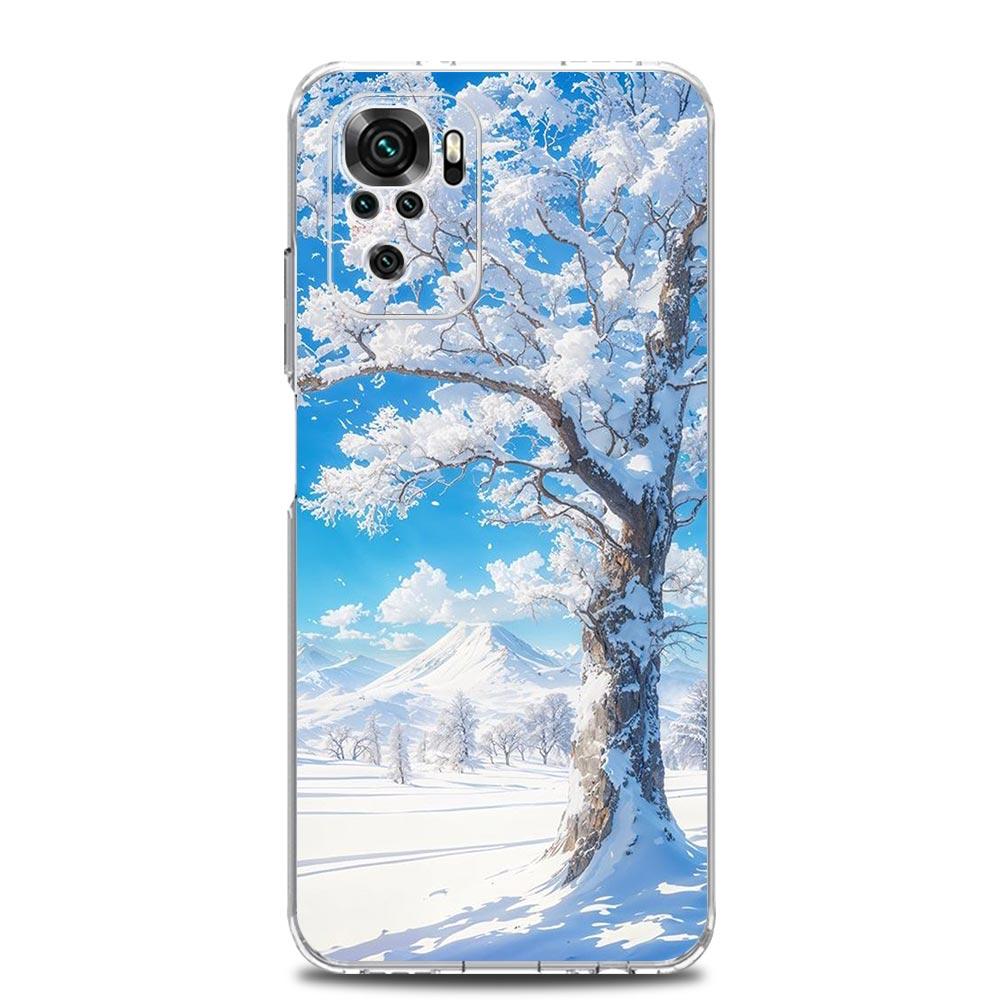 Phone Case For Xiaomi Redmi Note 14 13 12 4G 9S 9 10 11 Pro Plus 5G 14C 13C 12C 10C 9A TPU Cover Landscape Winter Light Snow