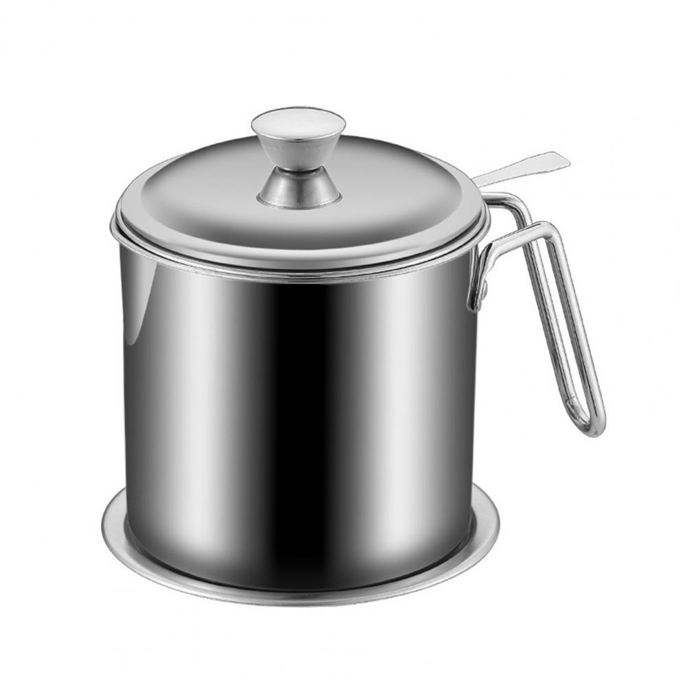 Triple Construction Grease Pot Bacon Grease Container Capacity Bacon Grease Saver with Strainer Silicone Spatula for Cooking
