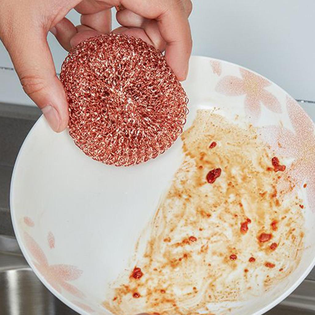 2 Pieces Copper Wire Pot Scrubbers Cleaning Supplies Dishwashing Sponge Brush Dish Cleaning Brush Kitchen Scrub Pads