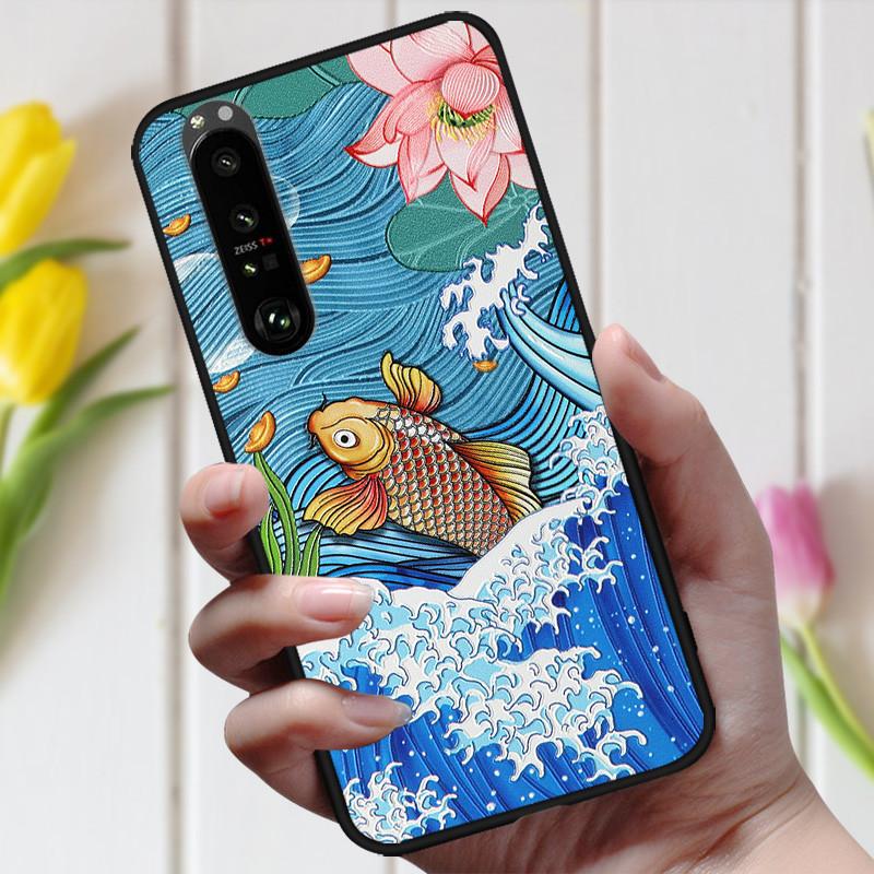 3D Emboss Flower Case For Sony Xperia 10 III Cover Cute Relief Case For Sony Xperia 1 III 5 III 10III Phone Case Coque Fashion