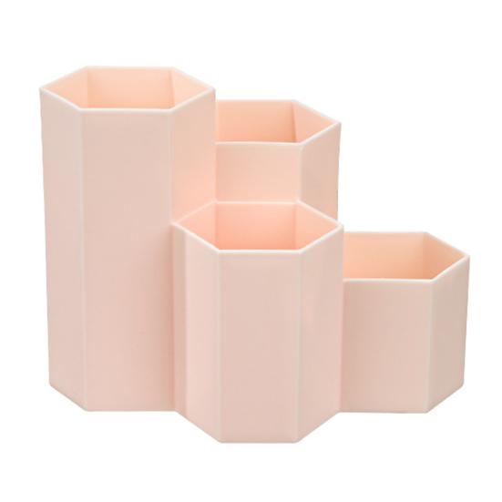 

Контейнер для ручек, многофункциональный, большой емкости, экономный стол, шестигранная ручка, держатель для кистей для макияжа, офисные канцелярские принадлежности светло-розовый