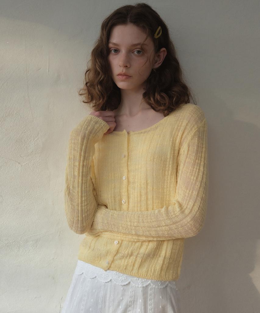 Ournostalgia Milky Slub Round Cardigan_Yellow(Oc26Kn16)