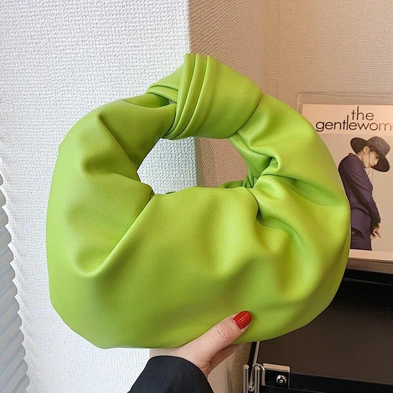 

2024 летние женские маленькие сумки на плечо, вечерние клатчи, женские сумки-мессенджеры из искусственной кожи, модные сумки-тоут с рюшами зелёный