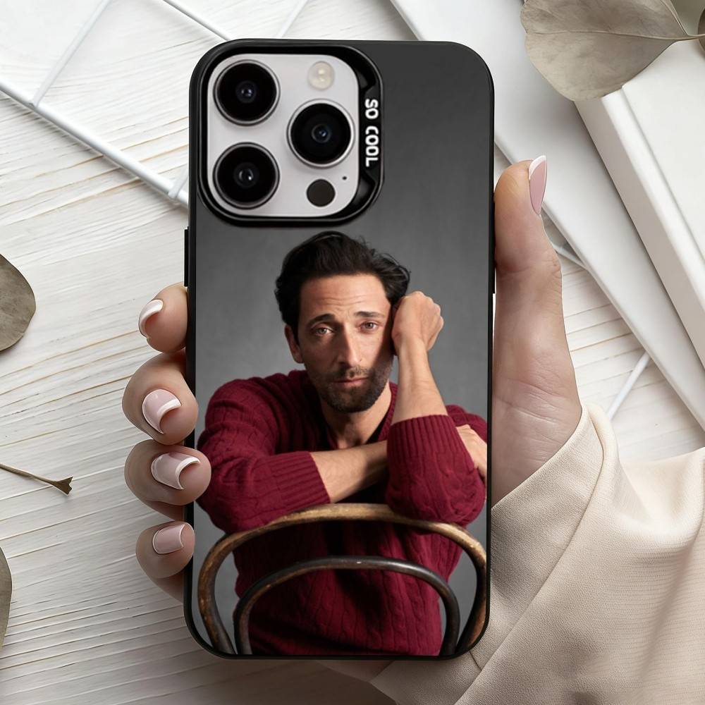 COOL A-Adrien B-Brody Actor Phone Case For iPhone17,16,15,14,13,12,11 Plus,Pro Max Black Candy Silver Phone Case