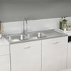 Vidaxl Double Bowl Kitchen Sink, Silver, 1200X600X155 Mm, Steel