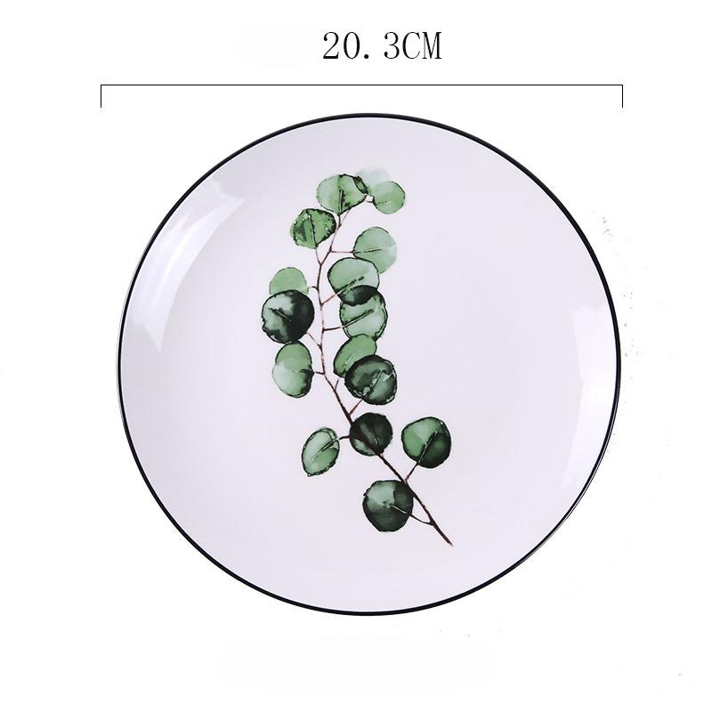 Green Plant Ceramic Plate Creative Cartoon Fruit Plate Household Western Steak Plate Ceramic Tableware