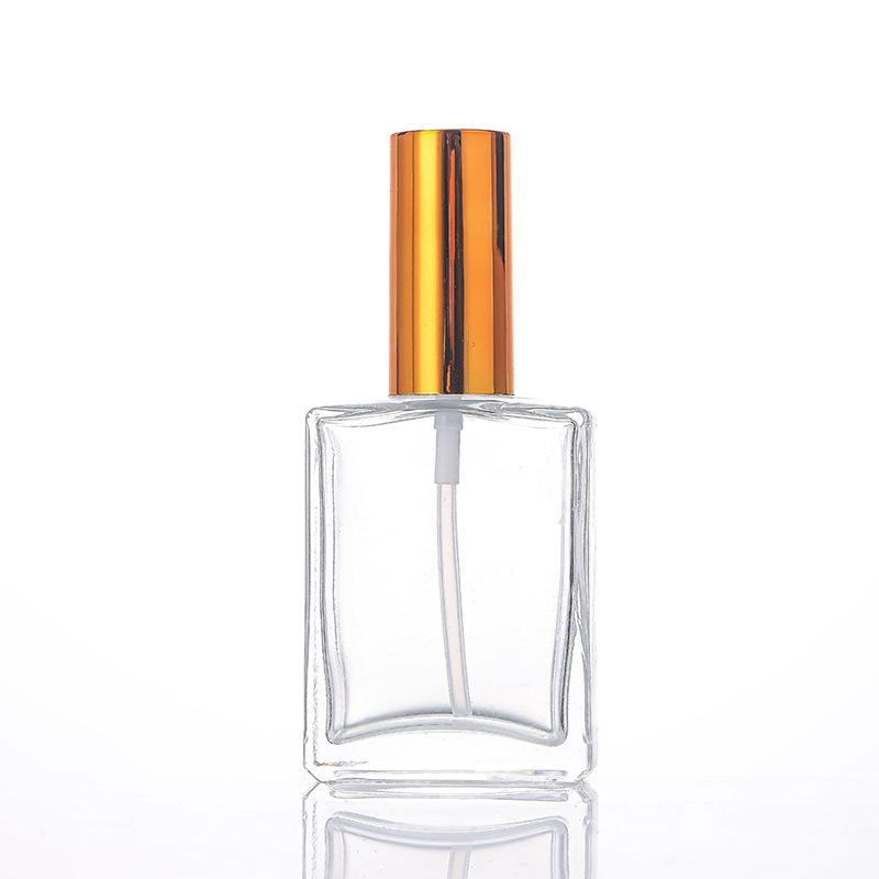 Portable Frosted Glass Perfume Spray Bottle - Transparent Flat Square Design