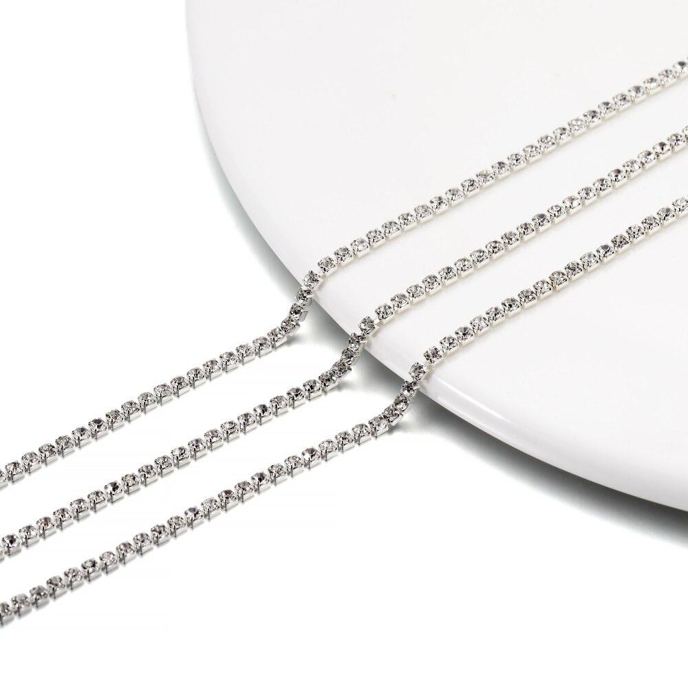 

1 метр, цепочка со стразами, серебряная основа, стеклянные стразы, красочная цепочка для отделки чашек для DIY ожерелья, аксессуары для изготовления ювелирных изделий