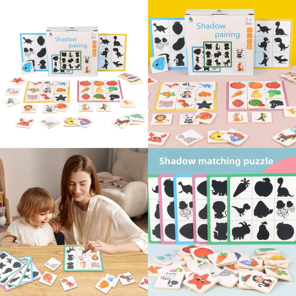 Wooden Shadow Matching Puzzle For Kids Educational Brain Training Toy For Preschoolers