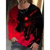 Spring and Autumn Round Neck Wolf Pattern 3D Ukiyoe Printed Top Fashionable Casual Long Sleeved Men's T-shirts
