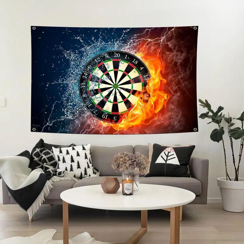 Fire and Water Dartboard Mat Tapestry 75x100 чёрный