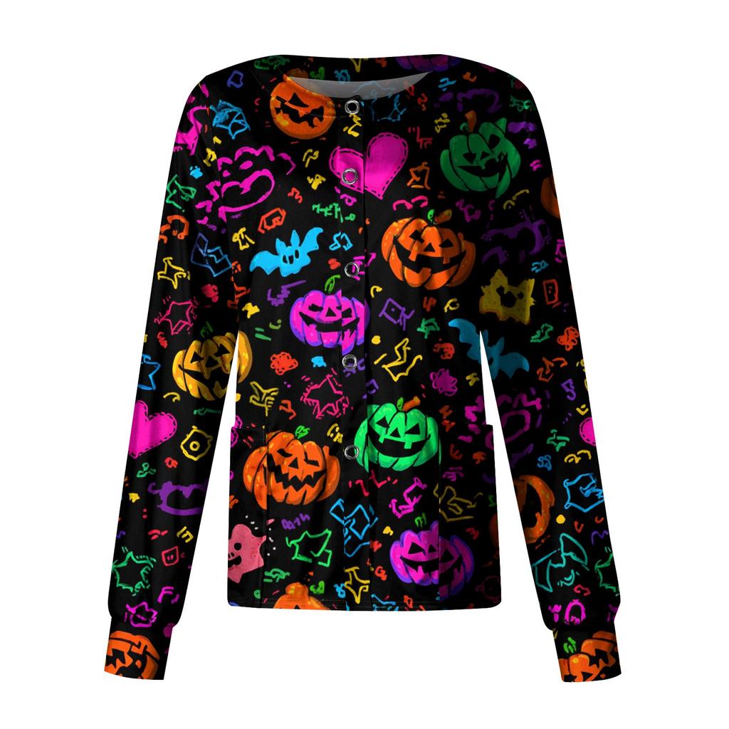 Women's Casual Long Sleeve Single Breasted Printed Dry- Top
