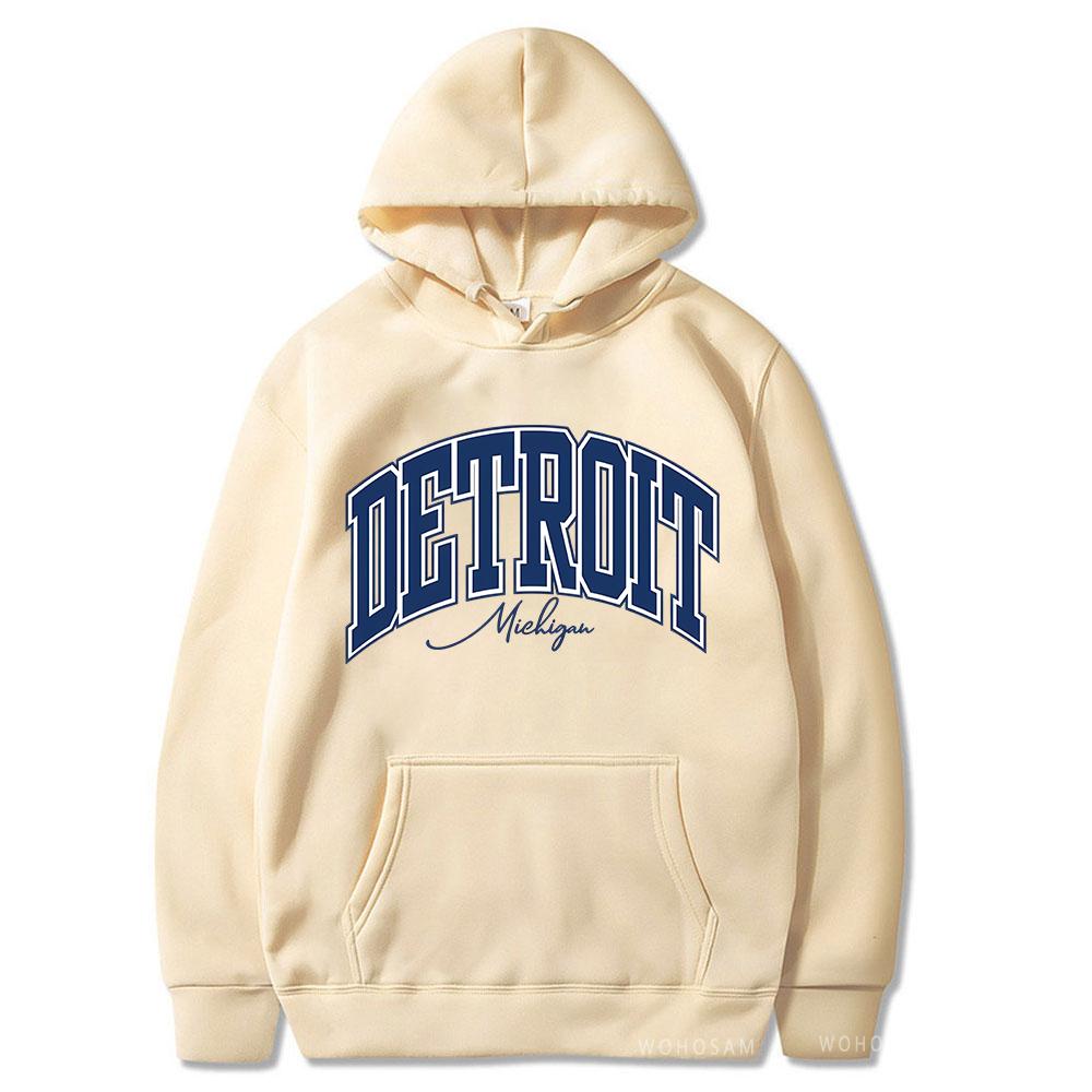 American Retro DETROIT Letter Print Hoodies For Men Women Harajuku Pullover Clothes Hip Hop Y2k Long Sleeve Pullover Sweatshirts