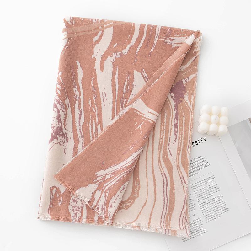 

New winter women s high-end scarf shawl warm thickened long imitation cashmere marble pattern printed scarf 65*190cm