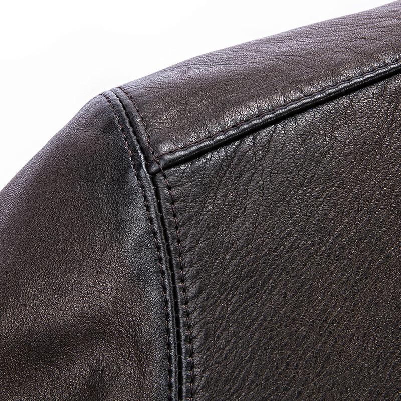 FAPAI Men's 100% Sheepskin Casual Lapel Leather Jacket