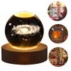 LED Crystal Ball Night Light Crystal Ball Lamp 3D Engraved Solar System Crystal Ball with Wooden Base USB Charging Gift for Kids