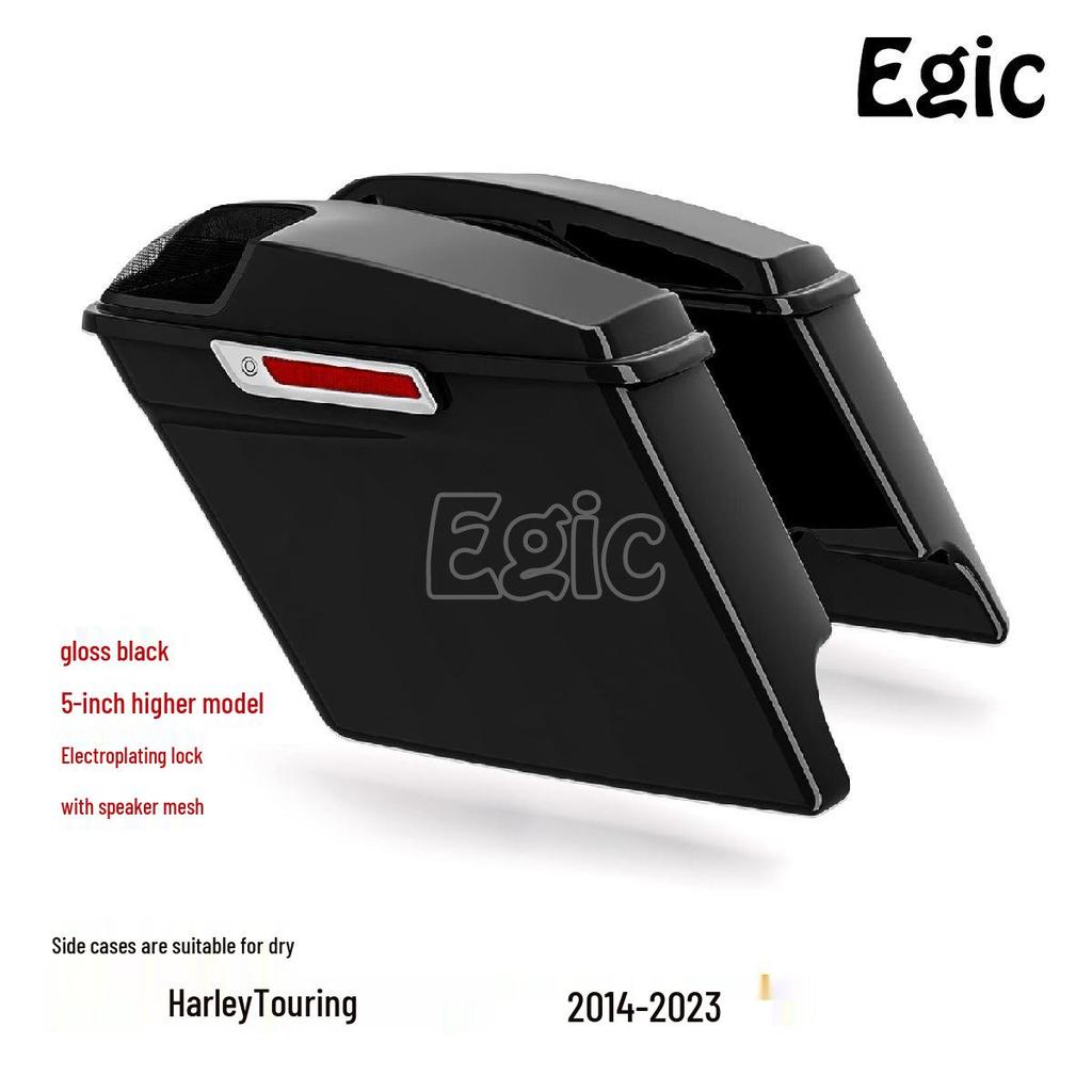 Harley Touring Series Black Side Cases with Speaker Covers & Electroplated Locks (Models 2014-2023)