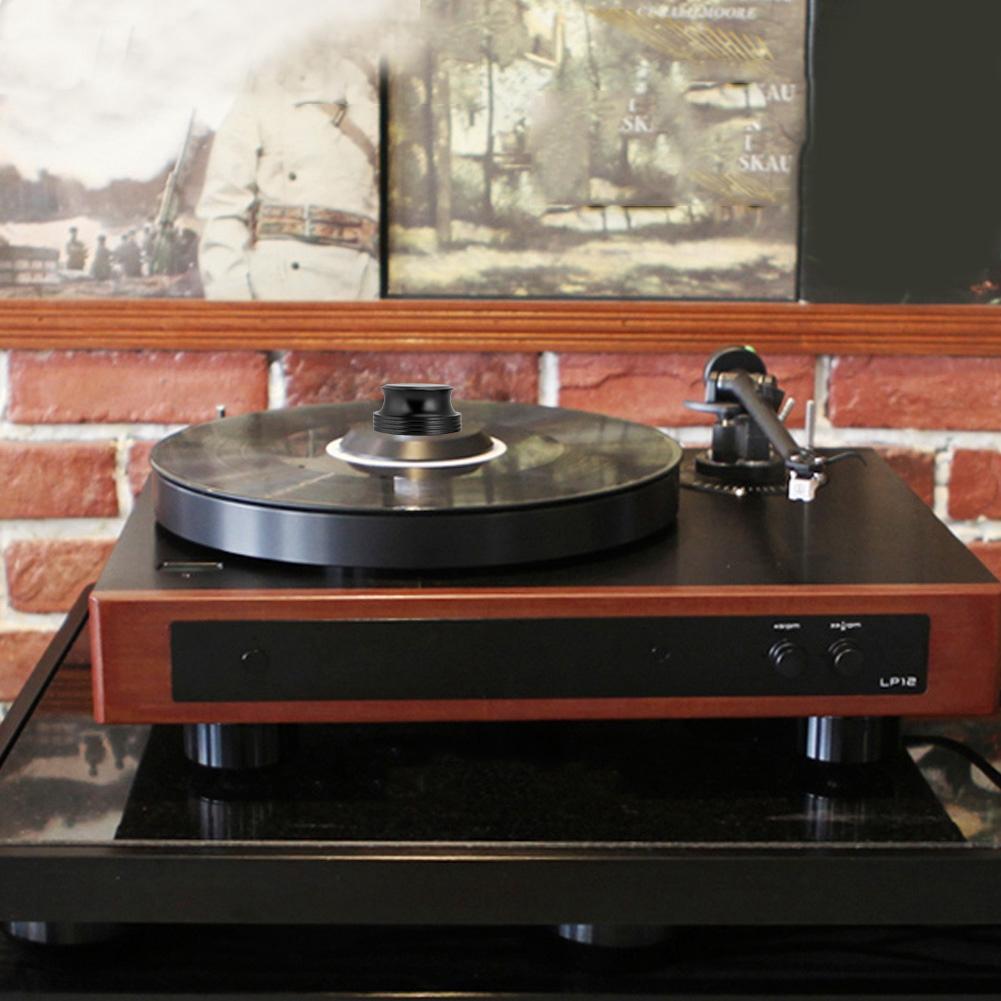 Durable Aluminum Record Weight Clamp for LP Vinyl Metal Disc Stabilizer (Black)