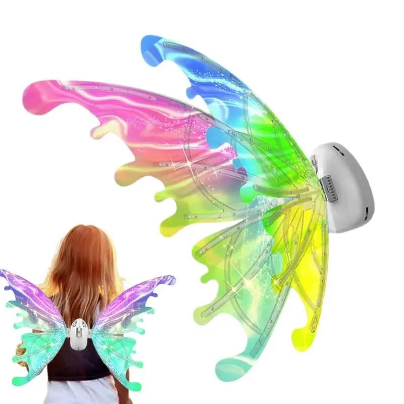 Electrical Butterfly Wings Toy With Music Lights Elf Wings Glowing Shiny Dress Up Moving Fairy Wings For Kids Girls Gift