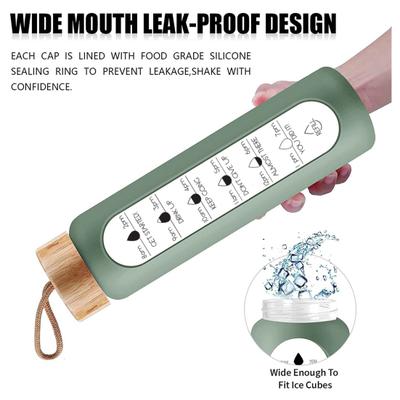 Yousheng 1000ML Garrafa de Água Boca Larga À Prova de Vazamentos Alto Borosilicato Multifuncional Motivacional Copo de Água com Manga para Casa