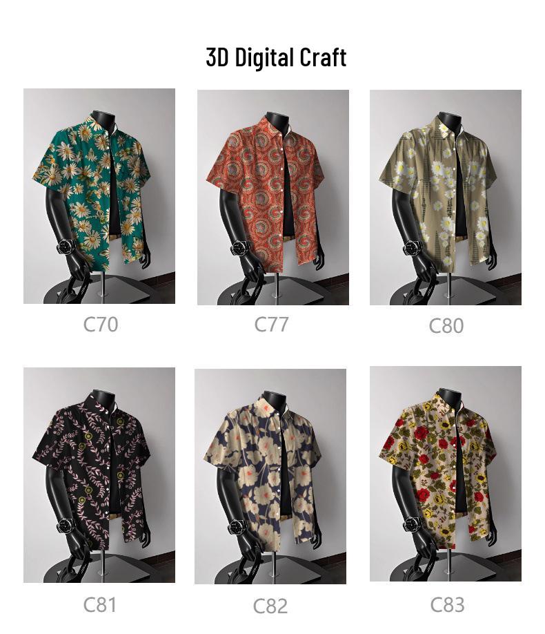 Men's Vintage Hong Kong-Style Hawaiian Floral Short-Sleeve Shirt: Trendy Summer Beachwear for Couples