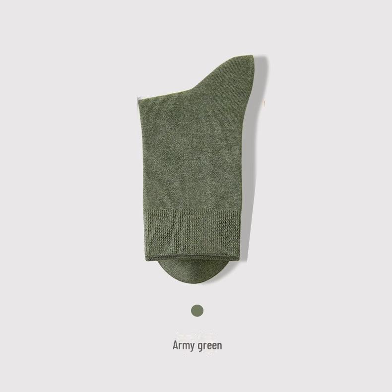 Zhuji Men's Cotton Socks - Autumn/Winter Deodorant, Sweat-Absorbent, Solid Color, Mid- and Long-Tube Styles.