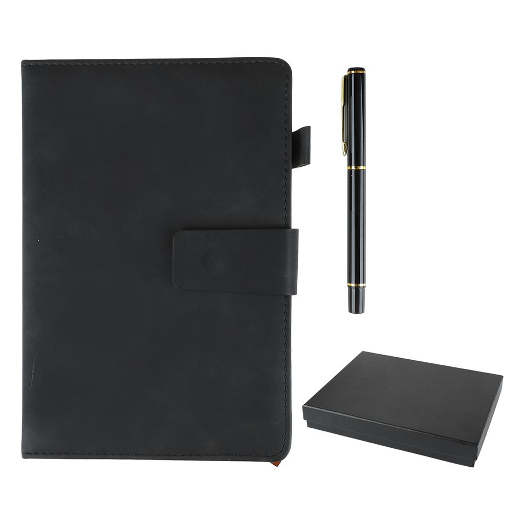 Notatnik A5 Pokrowiec ze skóry PU Gładki Papier Gruby Odporny na Przebijanie Tuszem Notatnik w Linie z Pudełkiem na Długopis dla