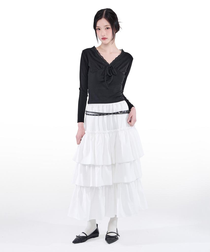 Alkialka Lace Trim Long Sleeve (Black)