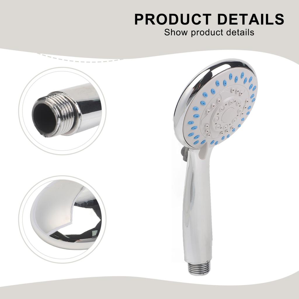 Silver Shower Head Bathroom High Pressure Shower Head Round Multiple Mode Large Handset Heads Water Saving 0°- 90° Bathroom Tap