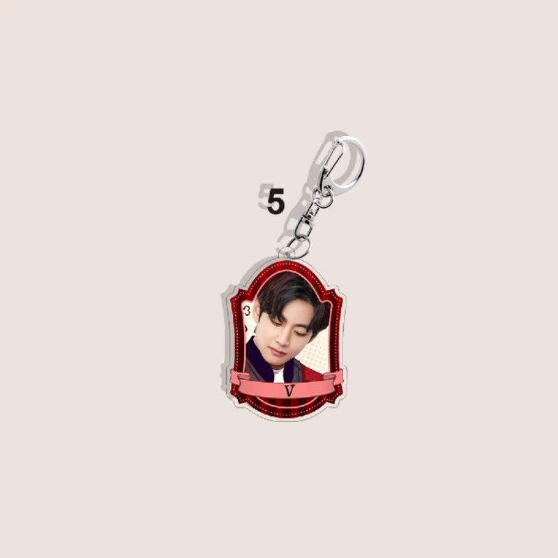 BTS Vintage Frame Acrylic Keychain, Bangtan Boys Photo Keyring with Member Name Banner, Kpop Idol Bag Pendant for ARMY Fans