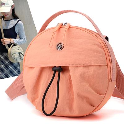 Casual Nylon Cloth Crossbody Bag Women's New Light Commuter Small Round Bag Drawstring Simple Portable Shoulder Bag