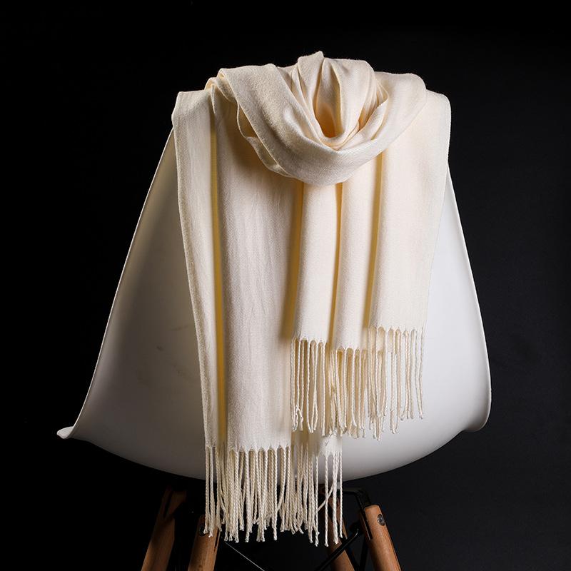 Solid Color Imitation Cashmere Scarf for Women Winter Korean Style Shawl and Scarf Dual Purpose Thickened Bridesmaid and Bride To Keep Warm in Autumn