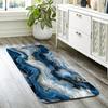 Blue Grey Gold Marble Print Bath Mat, Abstract Gilded Stone Texture Non-Slip Rug, Washable Luxury Decor Carpet for Bathroom