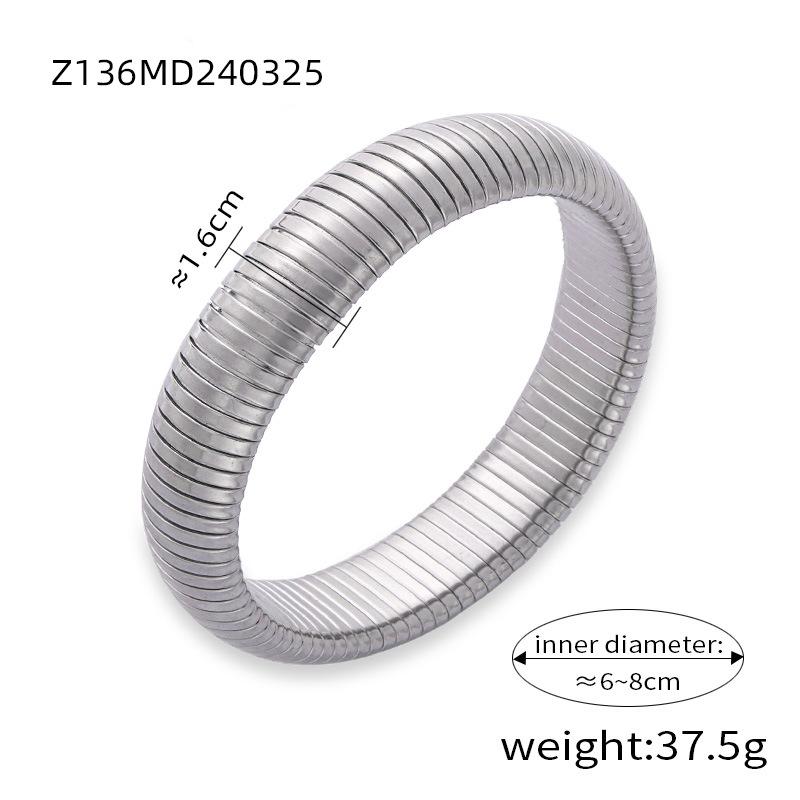 Wind Light Luxury Personalized Goose Throat Elastic Bracelet Women's French Titanium Steel Gold-plated Smooth Wide Version Bracelet Jewelry