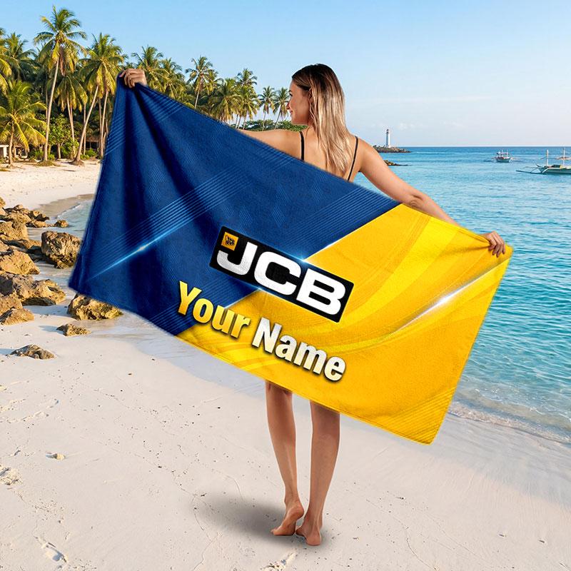 JCB Customized Name Text Beach Towel, Soft Absorbent Towel Beach Pool Travel Personal Gift