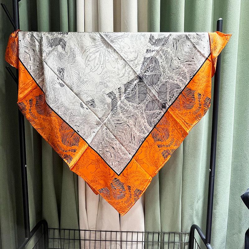 2024 New Style Large Square Scarf: 110 Mulberry Silk with Hand-Rolled Edges