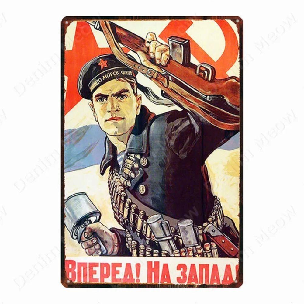Russian Text Vintage Poster Girls Metal Tin Sign Home Bar Decor