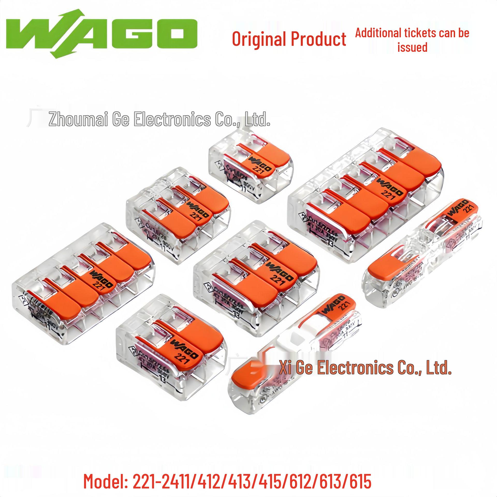 

WAGO 221 Series: 2-, 3-, 5-Pole Wiring Connectors 734-142 (100 pcs)