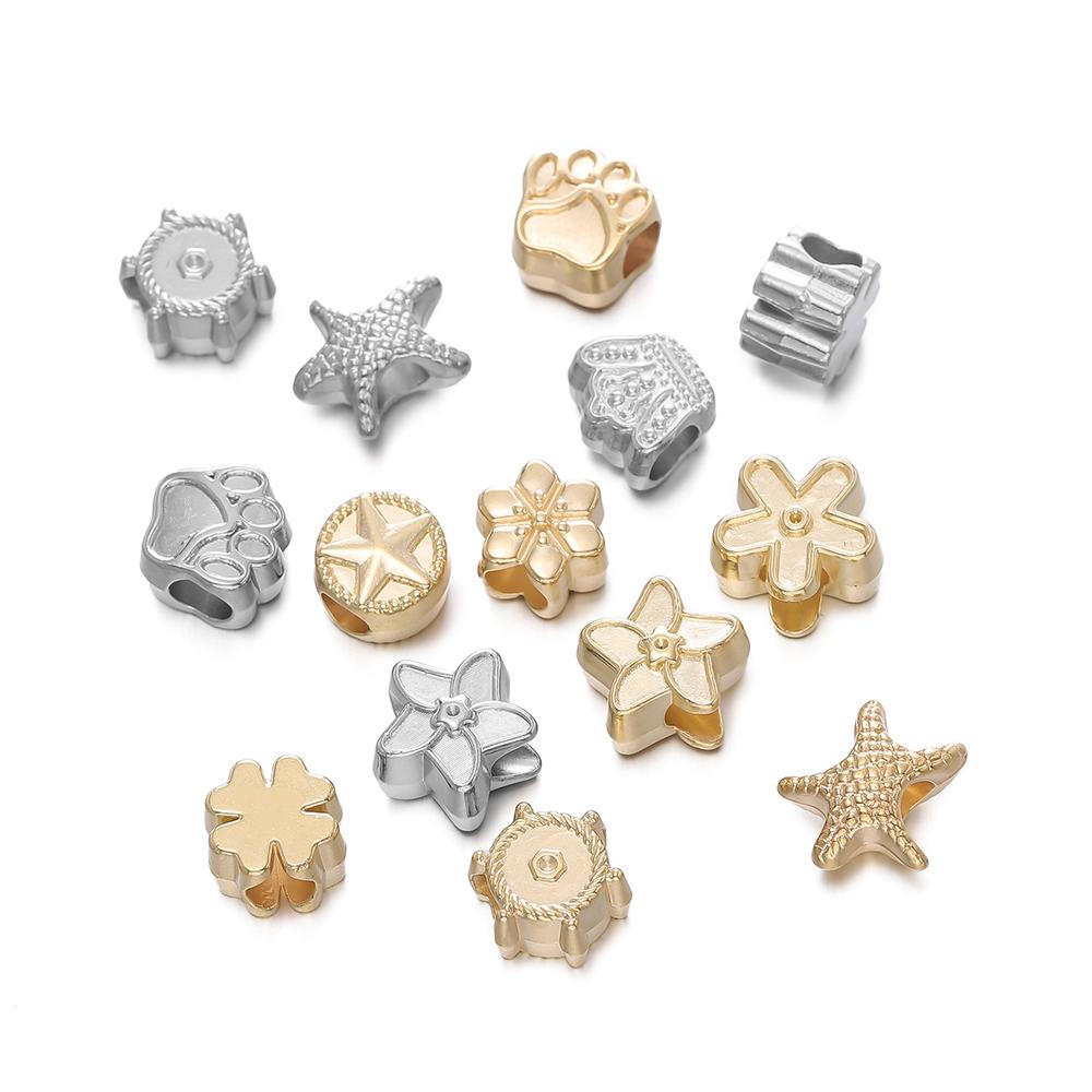 10pc/lot Heart Shape CCB Bead Gold Plated Loose Beads Spacer For Jewelry Making Accessories DIY Necklace Bracelet Charms