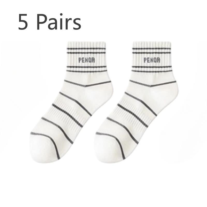 5 Pairs of Women's Summer Thin New Pure Cotton Deodorant Breathable Tube Socks