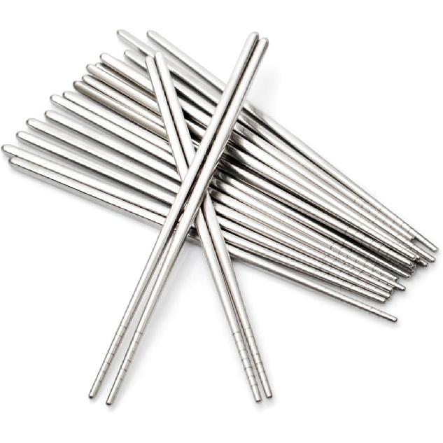 Vacuum Chopsticks 10 Pairs For Asian Party Korean Restaurants Reble Dishwasher Safe Lightweight Stainless Steel Chopsticks Non-Slip