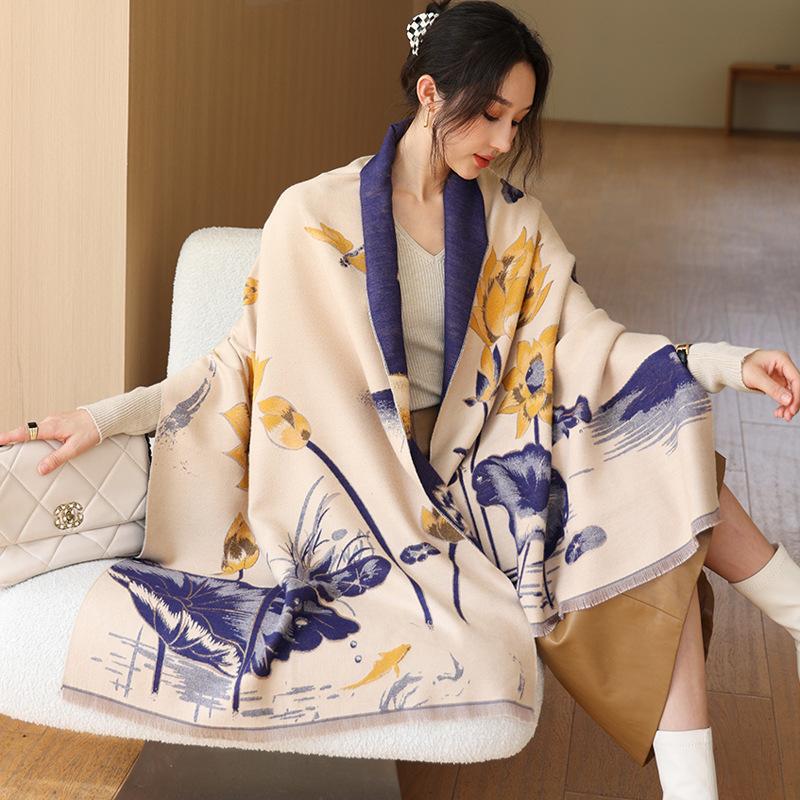 65 * 190cm Autumn And Winter New Women'S Solid Color Versatile Simple Tassel Imitation Cashmere Double-Sided Scarf Warm Scarf Atmosphere Shawl