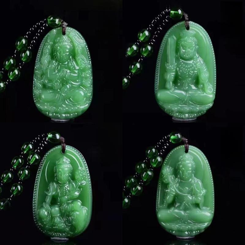 Chinese Lucky Amulet Buddha Necklace Manjushri Bodhisattva Guanyin Pendant For Men Women Long Sweater Chain Gift