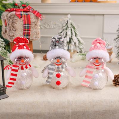Lighted Snowmen Figurine Christmas Tabletop Ornament Snowman Doll Battery Operated Decoration Snowman for Holiday