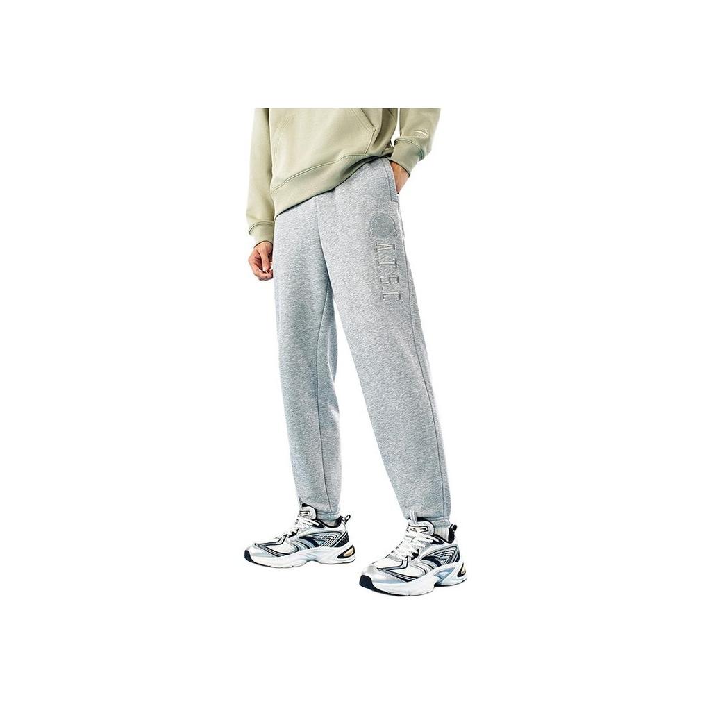 Anta Fleece Lined Thick Cuffed Mid Waist Drawstring Knitted Sports Pants Men Bottoms Gray Heather-Gray 152448301N-1