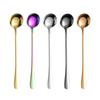 Kitchen Solid Color Stainless Steel Coffee Spoon With Long Handle Scoops Dessert Tea Spoon Accessories Tableware Supplies Tools