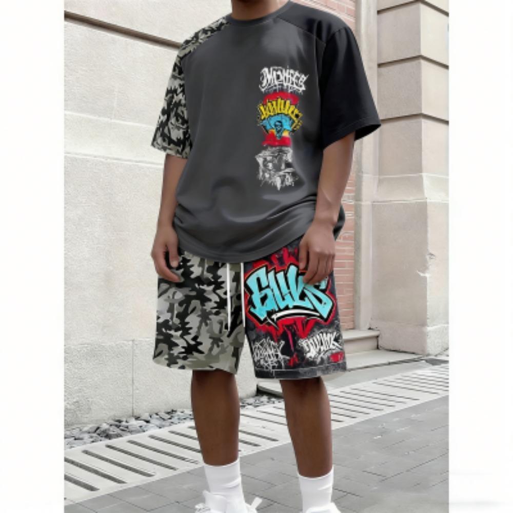 Summer Fashion European Style Letter Printed Kids T-shirt and Shorts 2 Piece Set Summer Casual Outdoor Boys and Girls Outfit Kids Set